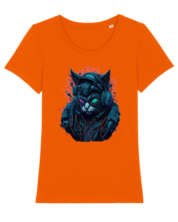 Cyborg Cat With Sunglasses for white Bright Orange