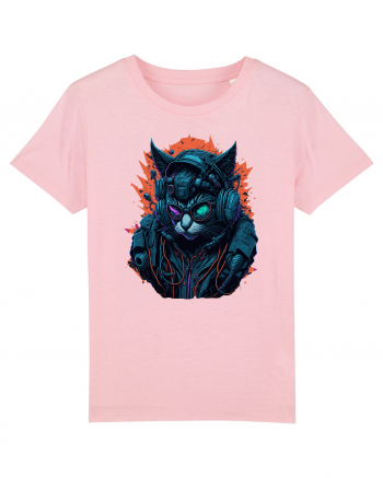 Cyborg Cat With Sunglasses for white Cotton Pink