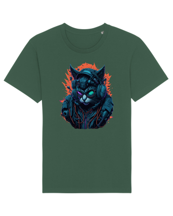 Cyborg Cat With Sunglasses for white Bottle Green