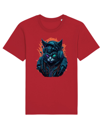 Cyborg Cat With Sunglasses for white Red