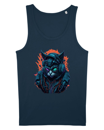 Cyborg Cat With Sunglasses for white Navy