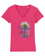 Flori de camp 2 Tricou mânecă scurtă guler V Damă Evoker