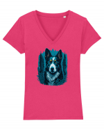 Border collie Tricou mânecă scurtă guler V Damă Evoker