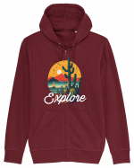 Explore - plaja cu cactusi si apus de soare Hanorac cu fermoar Unisex Connector