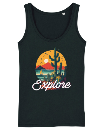 Explore - plaja cu cactusi si apus de soare Black