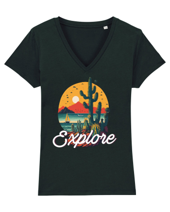 Explore - plaja cu cactusi si apus de soare Black