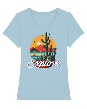 Explore - plaja cu cactusi si apus de soare Sky Blue