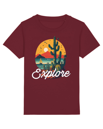 Explore - plaja cu cactusi si apus de soare Burgundy