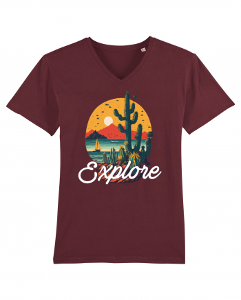 Explore - plaja cu cactusi si apus de soare Burgundy