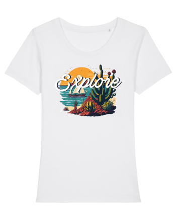 Explore - plaja cu cactusi si apus de soare White