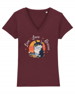Live Love Rescue Cat 2 Tricou mânecă scurtă guler V Damă Evoker