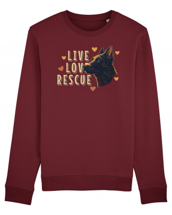 Live Love Rescue Dog -3 Burgundy