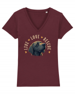 Live Love Rescue - dog 4 Tricou mânecă scurtă guler V Damă Evoker