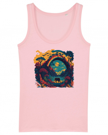 Magic jungle - blue elephant Cotton Pink