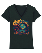 Magic jungle - blue elephant Tricou mânecă scurtă guler V Damă Evoker