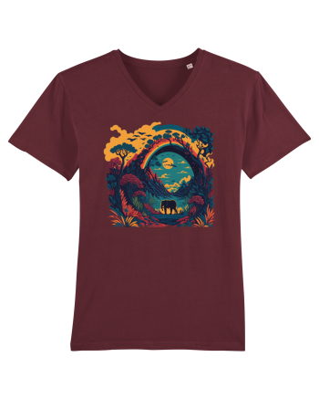 Magic jungle - blue elephant Burgundy