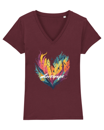 Lovescape - feather birds landscape Burgundy