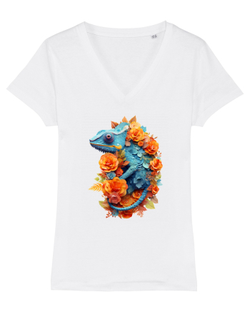 Cameleon printre flori White