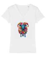 Oaia  vesela Tricou mânecă scurtă guler V Damă Evoker