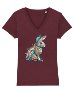 Iepurila floral Tricou mânecă scurtă guler V Damă Evoker