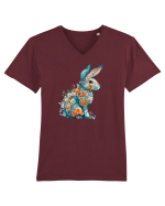 Iepurila floral Tricou mânecă scurtă guler V Bărbat Presenter