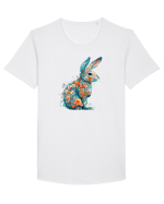 Iepurila floral Tricou mânecă scurtă guler larg Bărbat Skater