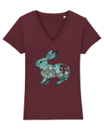 Iepure floral Tricou mânecă scurtă guler V Damă Evoker