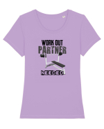 Workout partner needed Tricou mânecă scurtă guler larg fitted Damă Expresser