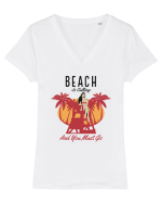 Beach is Calling and You Must Go Tricou mânecă scurtă guler V Damă Evoker