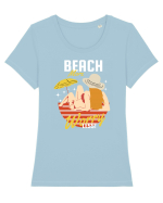 Beach More Worry Less! Tricou mânecă scurtă guler larg fitted Damă Expresser