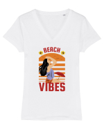 Beach Vibes Tricou mânecă scurtă guler V Damă Evoker