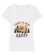 Camp is How You Stay Happy Tricou mânecă scurtă guler V Damă Evoker
