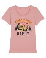 Camp is How You Stay Happy Tricou mânecă scurtă guler larg fitted Damă Expresser