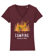 Camping Season is Here Tricou mânecă scurtă guler V Damă Evoker