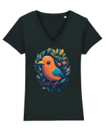 Pasarea portocalie Tricou mânecă scurtă guler V Damă Evoker