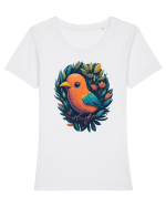 Pasarea portocalie Tricou mânecă scurtă guler larg fitted Damă Expresser