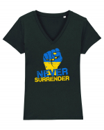 Never Surrender Ukraine Tricou mânecă scurtă guler V Damă Evoker