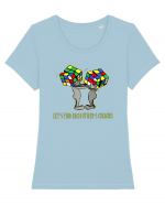 Let`s find each other`s colours Tricou mânecă scurtă guler larg fitted Damă Expresser