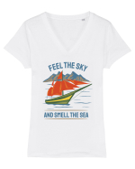 Feel the Sky and Smell the Sea Tricou mânecă scurtă guler V Damă Evoker
