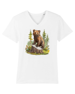 Bear in the forest Tricou mânecă scurtă guler V Bărbat Presenter