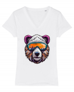 Snowboarding bear Tricou mânecă scurtă guler V Damă Evoker