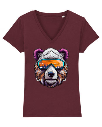 Snowboarding bear Burgundy