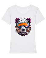 Snowboarding bear Tricou mânecă scurtă guler larg fitted Damă Expresser