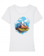 Mountains Tricou mânecă scurtă guler larg fitted Damă Expresser