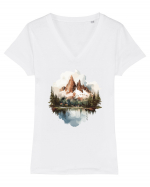 Dolomites Mountains Tricou mânecă scurtă guler V Damă Evoker