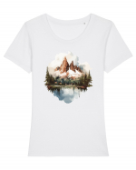 Dolomites Mountains Tricou mânecă scurtă guler larg fitted Damă Expresser