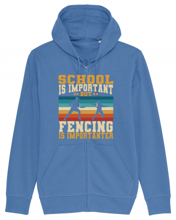 School Is Important But Fencing Is Importanter Grunge Style Bright Blue