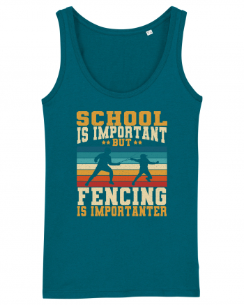 School Is Important But Fencing Is Importanter Grunge Style Ocean Depth