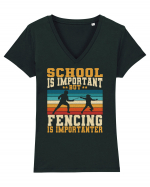 School Is Important But Fencing Is Importanter Grunge Style Tricou mânecă scurtă guler V Damă Evoker