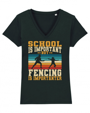 School Is Important But Fencing Is Importanter Grunge Style Black